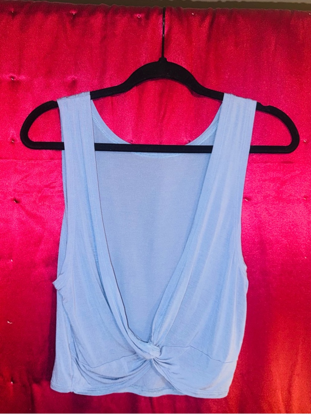 👑 BLUE SIZE XS AERIE OFFLINE OPEN BACK KNOT ATHLEISURE TOP